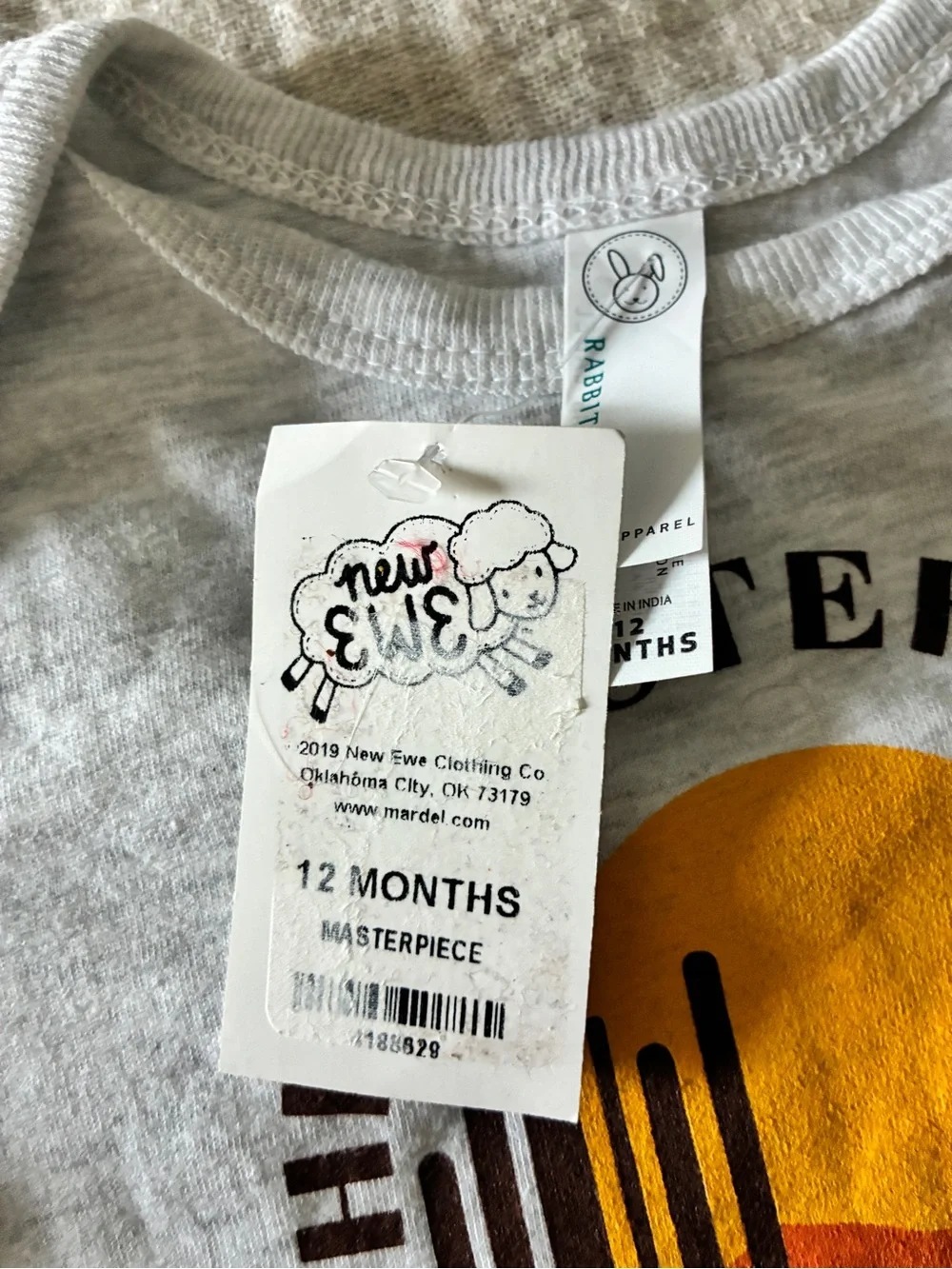 His Masterpiece Ephesians 2:10  Desert Graphic Onesie Heathered Gray, 12 mo NEW!